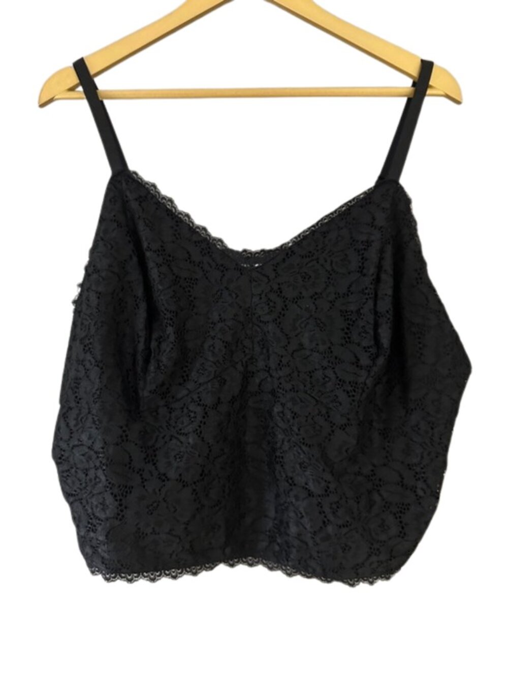 Ashley Nell Tipton Black Lace Crop Camisole Women’s Plus Size Spaghetti Strap